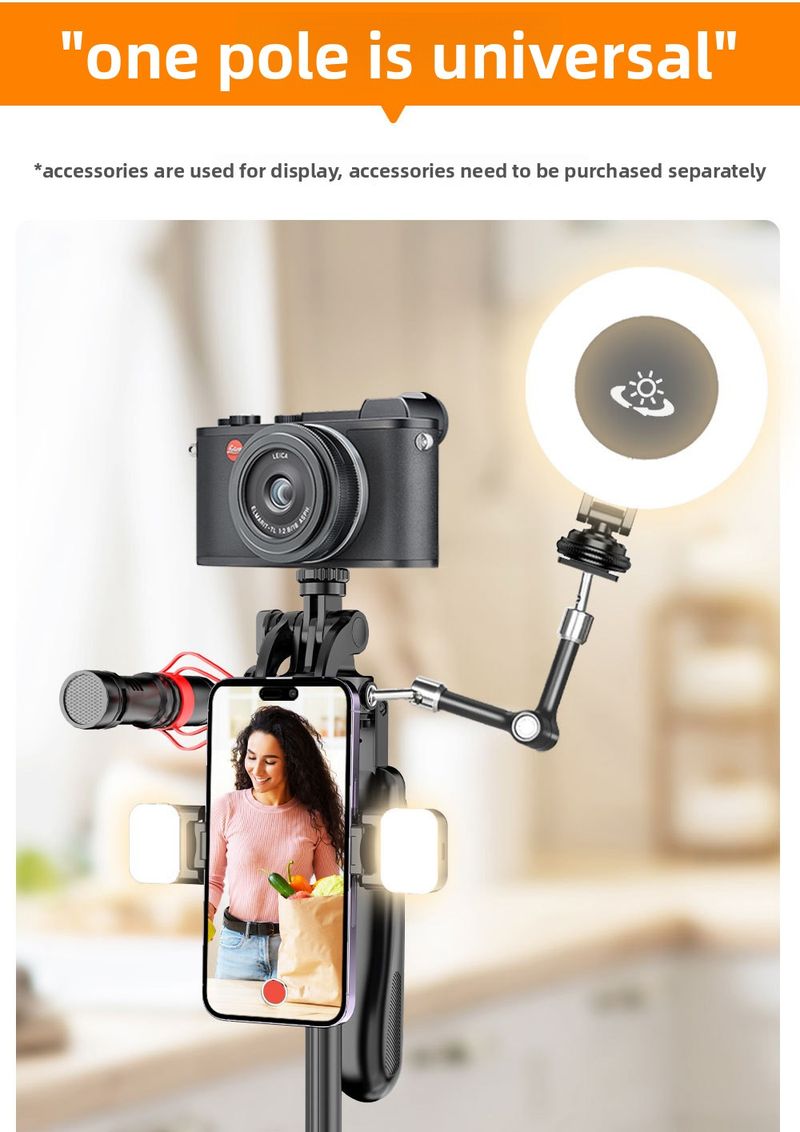 TOKQI Handy-Selfie-Stick-Halter C11 Bluetooth Einziehbare Aluminiumlegierung Integriertes Stativ Live-Selfie-Artefakt_voghion.com
