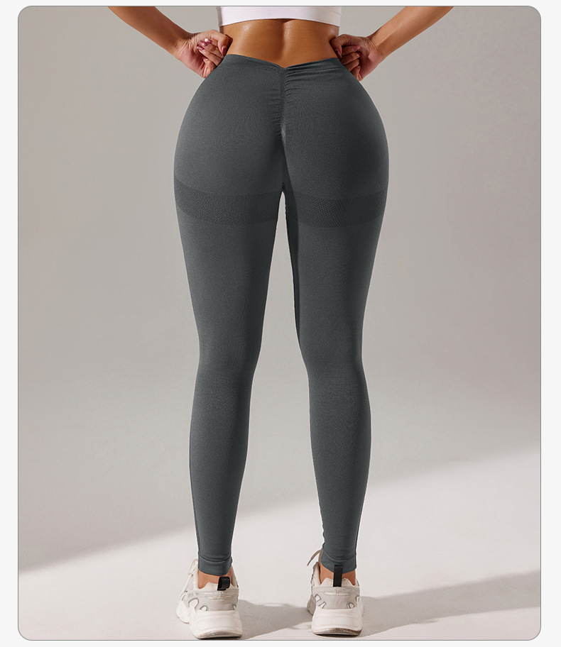Kadınlar için yeni açık hava koşu fitness pantolonu kadın şeftali kalça kaldırma dikişsiz spor taytı yüksek bel çabuk kuruyan yoga pantolonu_voghion.com