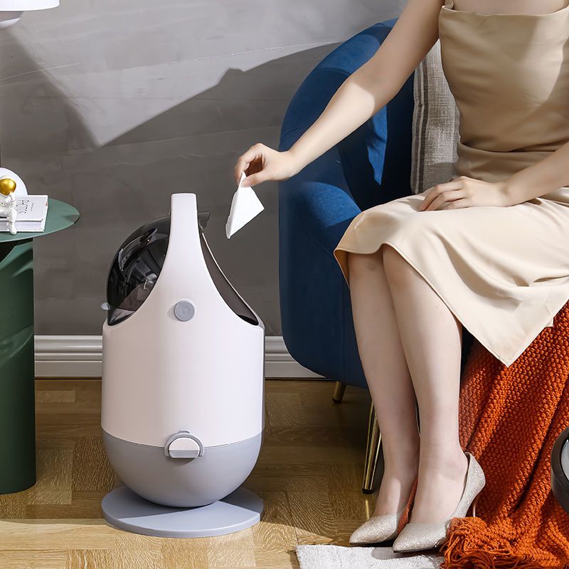 Flip-top Trash Can Household Bathroom Wastebasket Kitchen Living Room Astronaut Robot Toilet Paper Basket_voghion.com