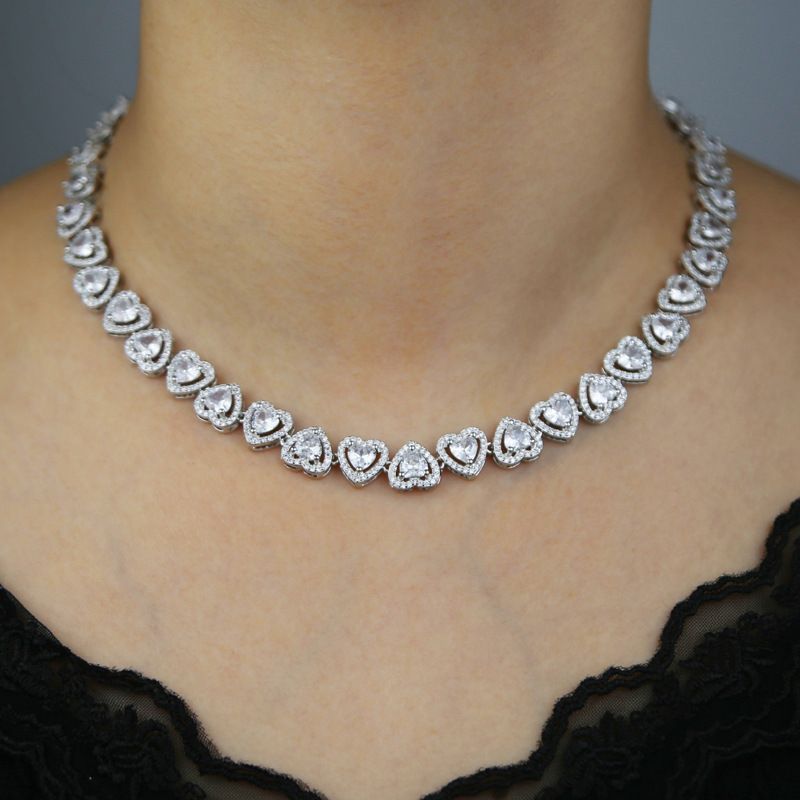 Women's Jewelry Heart Shaped Zircon Necklace Fashion Trend Inlaid Zircon Women's Necklace_voghion.com