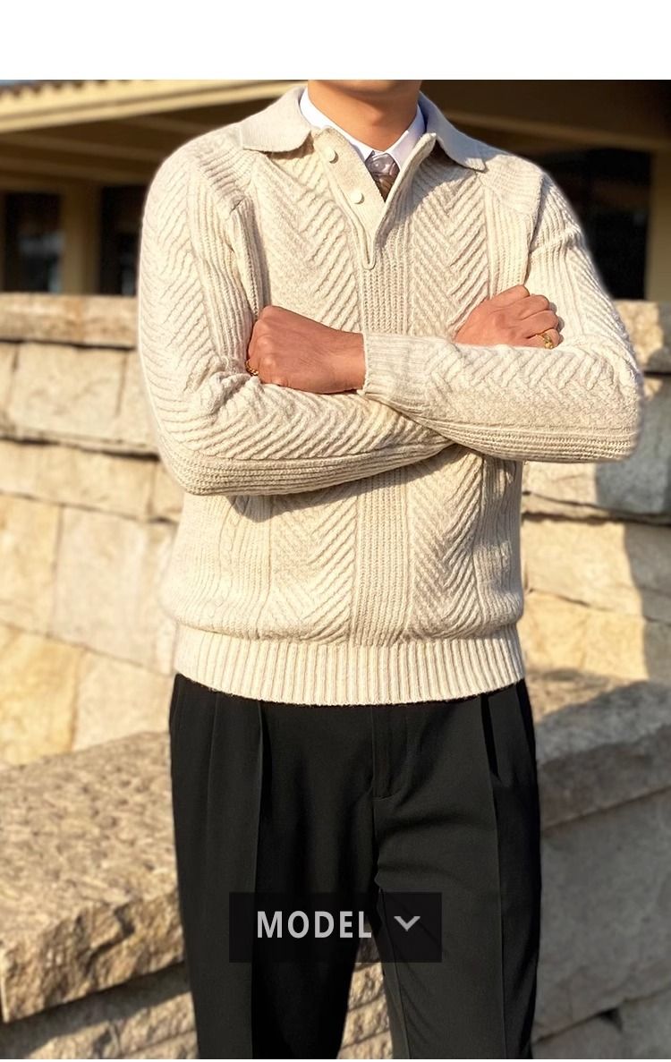 Herrenbekleidung Hemd Revers Pullover Herren Leicht Luxus Business Stil Warm Große Größe_voghion.com