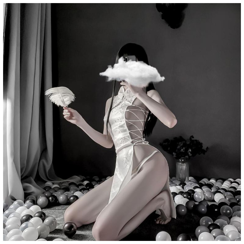 Sexy Qipao High Split Bandage Erotic Lingerie Adjustable Size Cheongsam Role Play Sex Play Lingerie For Sex Porn Long_voghion.com