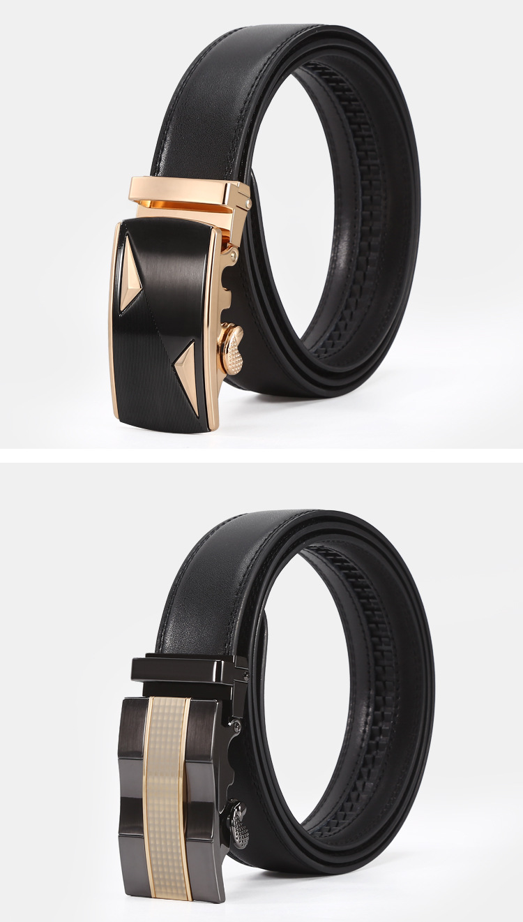 New Cowhide Men's Automatic Belt, Casual and Versatile Waist Belt for Middle-aged and Young People, Alloy Buckle for Casual Use_voghion.com