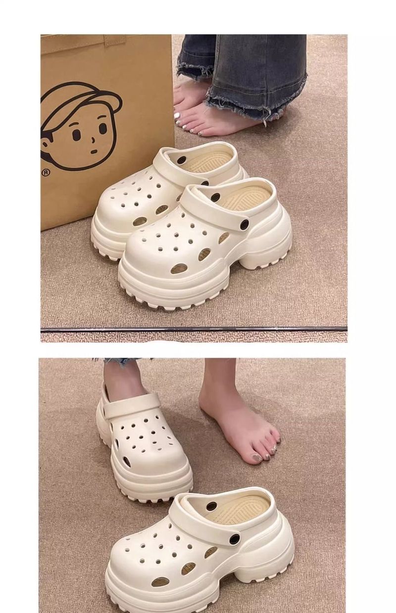 Neue hochhackige Lochschuhe mit dicker Sohle für Damen im Herbst und Sommer, superdicke, höhenverstärkende, weiche, rutschfeste EVA-Sandalen mit geschlossener Zehenpartie_voghion.com