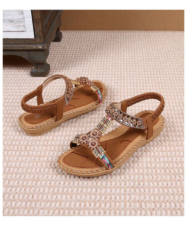Sandal Female Summer Rhinestones Flat Round Head Fish Mouth Open Toe Cool_voghion.com