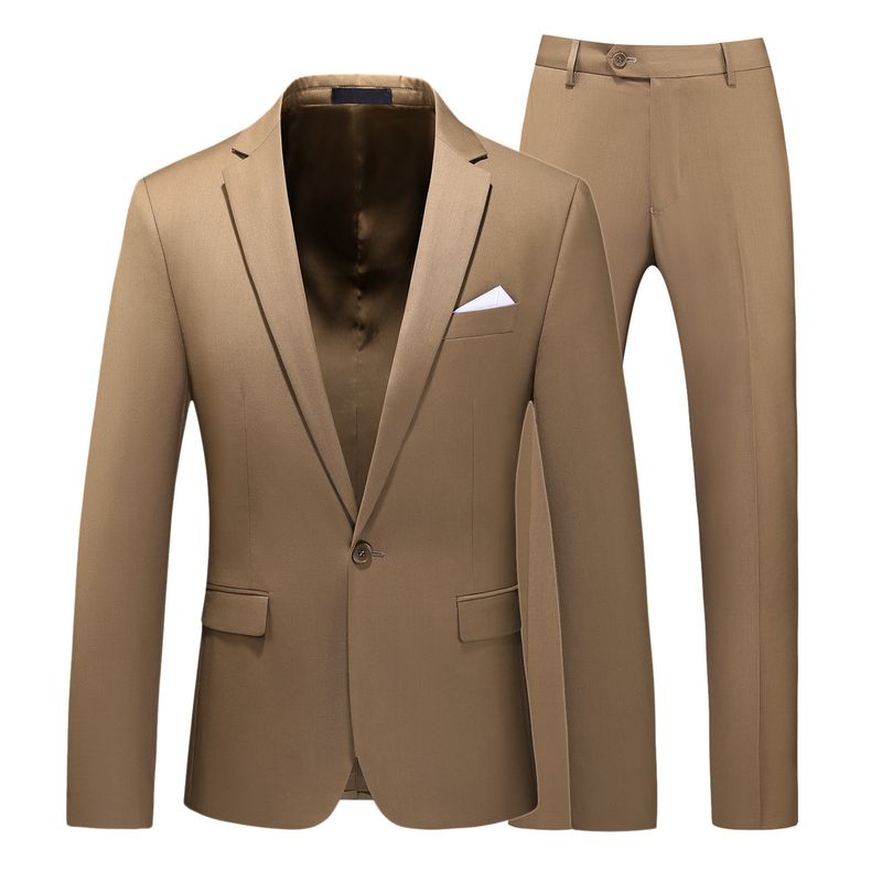 CT Ensemble deux pièces pour homme, tenue de soirée, coupe slim, costume d'affaires, neuf, violet, vert clair_voghion.com