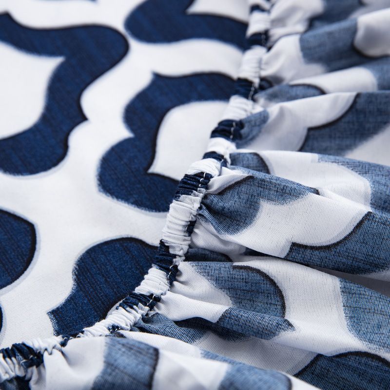 Coprimaterasso geometrico blu marocchino, lenzuolo con angoli in poliestere delicato sulla pelle, coprimaterasso_voghion.com