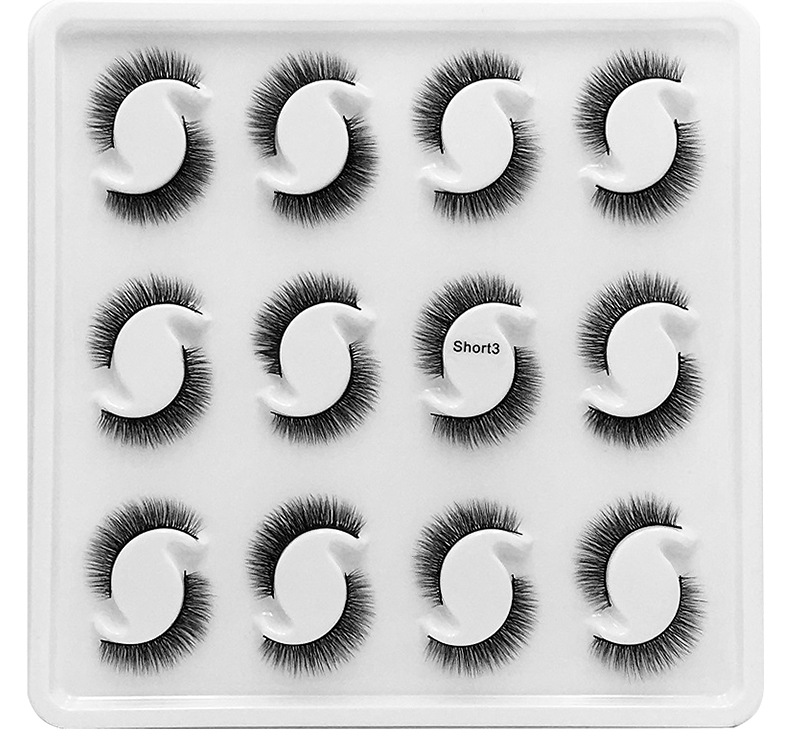 Lash extension set 12 pairs of laser box false eyelashes 3D three-dimensional thick eyelashes short 5-15mm false eyelashes_voghion.com