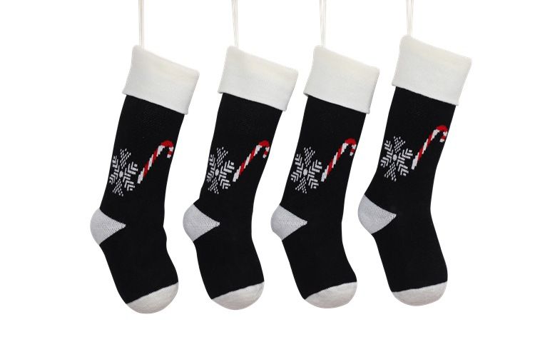 Plush Decorative Knitted Christmas Socks Pendant Cane Candy Snowflake Gift Bag_voghion.com