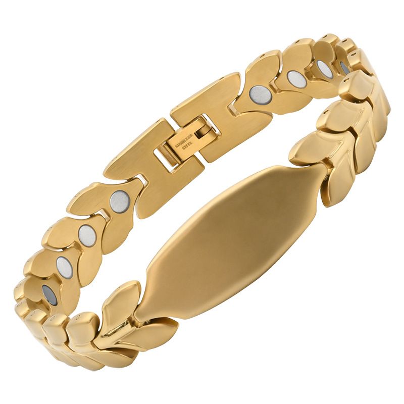 Enkel hvedeøre herrearmbånd i titanium stål med smykker, antistatisk negativ ionarmbånd til kvinder, magnetisk terapiarmbånd_voghion.com