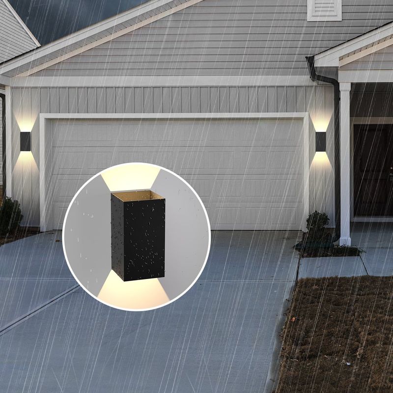 Glitzerlife LED Wandleuchte Schwarz Innen Wandlampe - 2ER Außenwandleuchten Wandbeleuchtung 5W Außenlampe Up Down Wandstrahler IP65 Außenleuchte 3000K Warmweiß_voghion.com