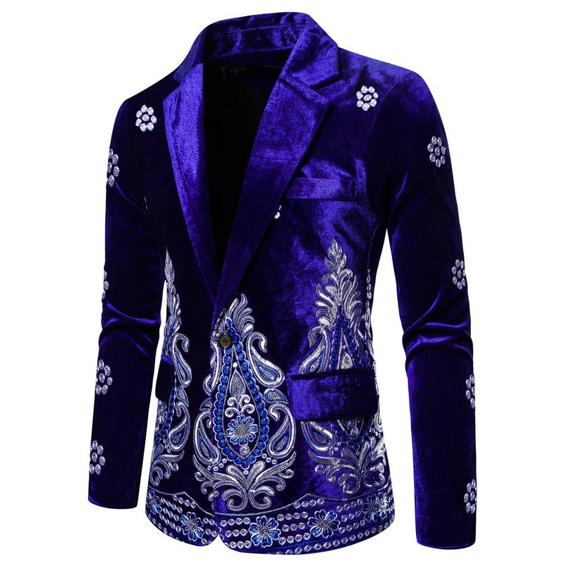 Blazer da uomo in velluto a coste ispirato al punk – Giacca monopetto con revers a lancia in stile British Mod (nero/bordeaux/blu navy, S-XXL)_voghion.com