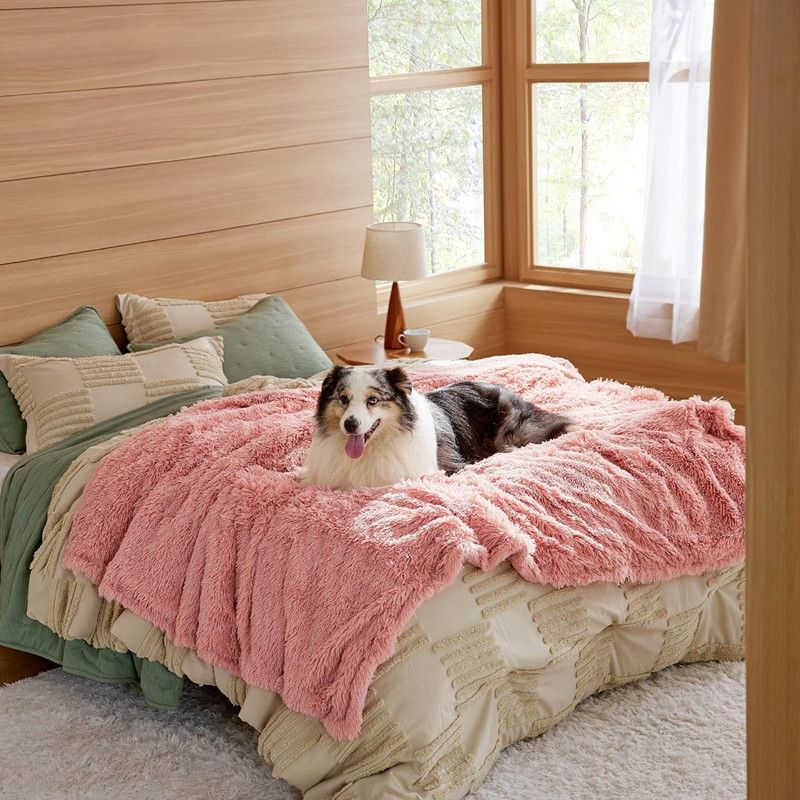 Lange Haare PV Fleece Sherpa Haustier wasserdichte Decke verdickte Matte Hundebett_voghion.com