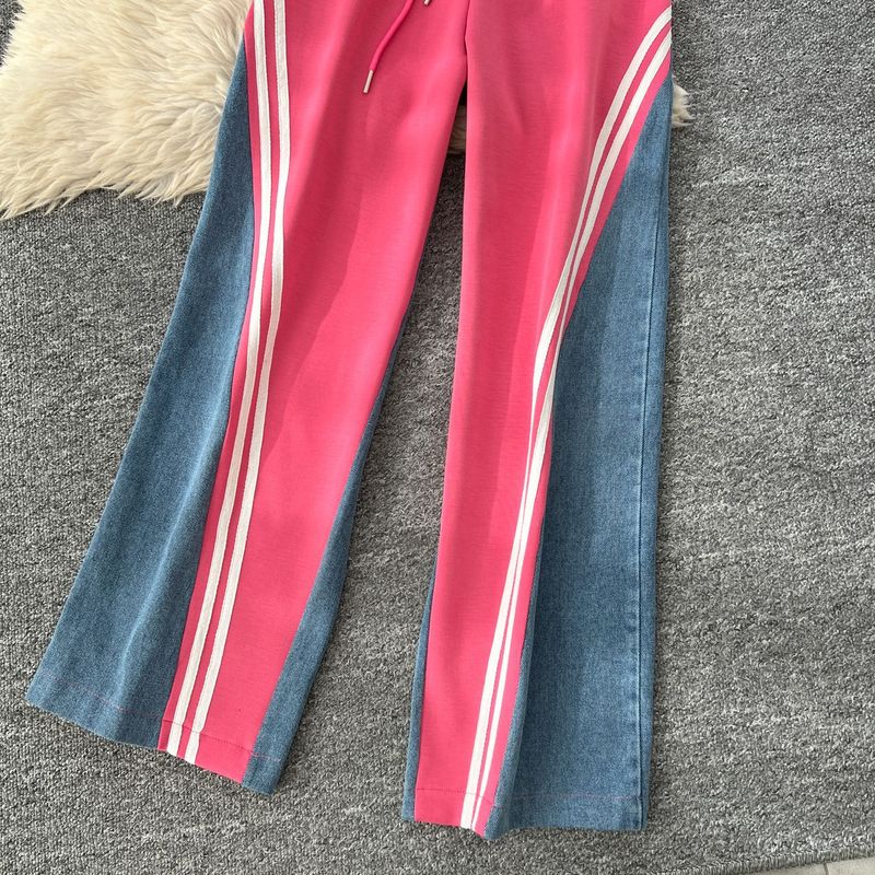 Îmbrăcăminte pentru femei Costum sport casual coreean pentru femei în toamnă, pulover cu guler rotund lejer și versatil, pantaloni din denim cu talie înaltă_voghion.com