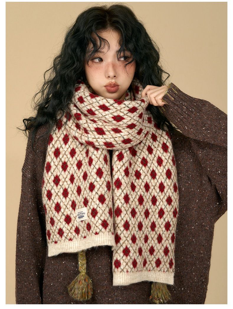 Sciarpa da donna 2025 Nuovo regalo di compleanno invernale per studenti Sciarpa calda antifreddo in maglia calda_voghion.com