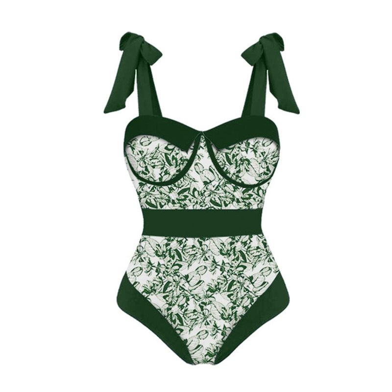 Elegante costume da bagno a 3 pezzi in rete – Bikini con stampa digitale e gonna lunga per spiaggia e piscina_voghion.com