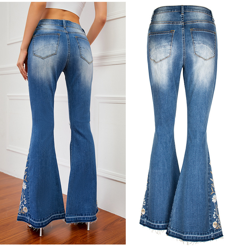 Γυναικεία ρούχα με τζιν για γυναίκες Βαριά βιομηχανία τρισδιάστατο κέντημα 3D Γυναικείο τζιν παντελόνι_voghion.com