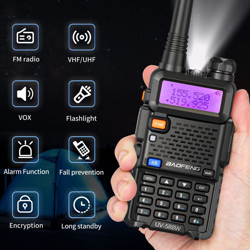5R 5W 8W Dual Band Baofeng Walkie Talkie UV Ham Two Way VHF UHF FM Radio Handheld Transceiver For Long Range Hunting_voghion.com