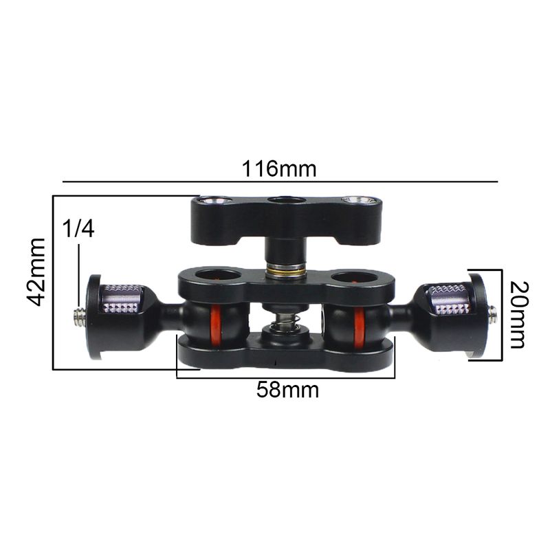 Soporte universal con brazo mágico de doble cabezal, tornillo de 1/4, ajustable 360° para monitor, LED, micrófono, flash, cámara DSLR._voghion.com
