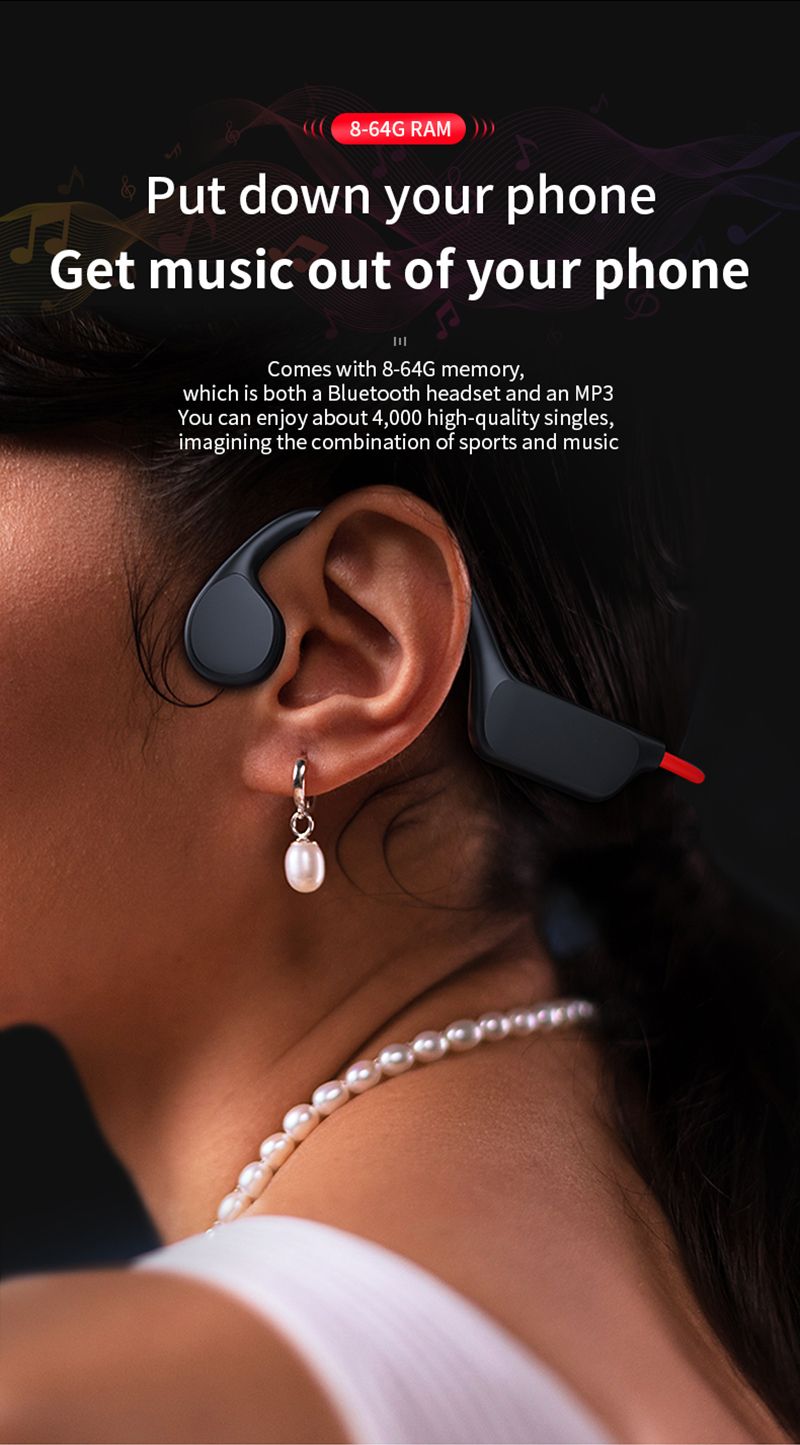 Echte botgeleidingsheadset IPX8 32GB Bluetooth 5.3 draadloze zwemhoofdtelefoon met microfoon, waterdicht, geschikt voor oefeningen_voghion.com