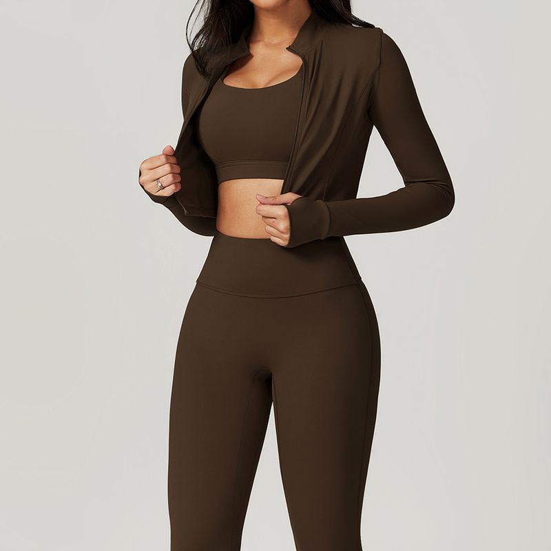Îmbrăcăminte pentru femei, sporturi în aer liber, strâmt, yoga, îmbrăcăminte nud, fitness, rezistent la șocuri, talie înaltă, yoga, set de trei piese_voghion.com
