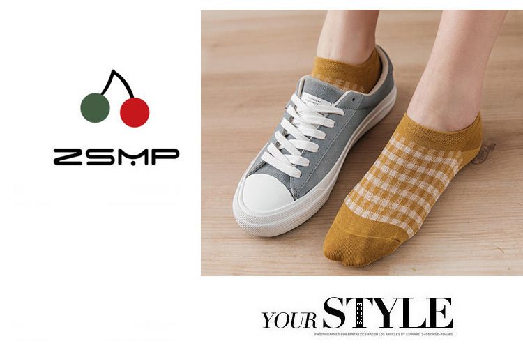 Nuovi calzini a quadri calzini da donna in cotone basso alla moda corti primavera e autunno sottili estivi invisibili in silicone antiscivolo calzini da barca_voghion.com