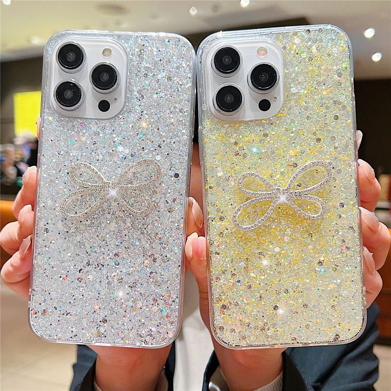 Custodia per telefono con paillettes e fiocco di diamanti per Samsung A54 A34 A24 A14 A04 A53 A33 A13 A52 A32 A22 A51 A35 A55 Cover in silicone_voghion.com