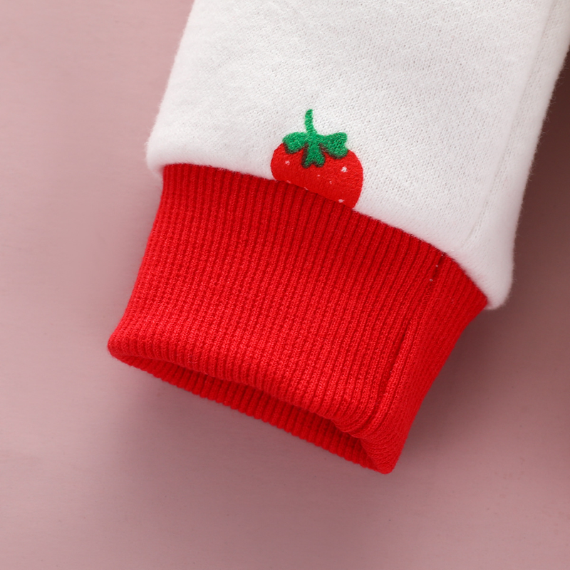 Babytøj spædbørn og småbørn elsker hættedragt baby efterår og vinter langærmet lynlås sweater bukser jordbær todelt sæt_voghion.com