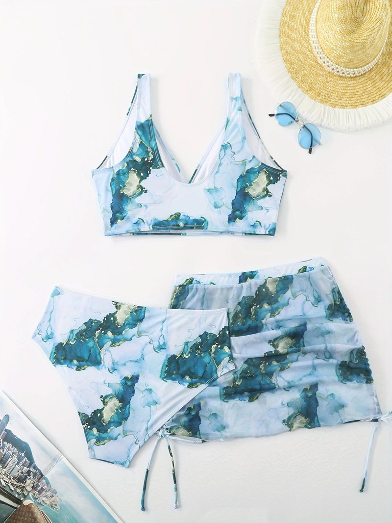 Women's High-Waisted Bikini Set - Floral Print Push-Up Swimsuit With Adjustable Straps & Tummy Control (Sexy & Supportive)_voghion.com