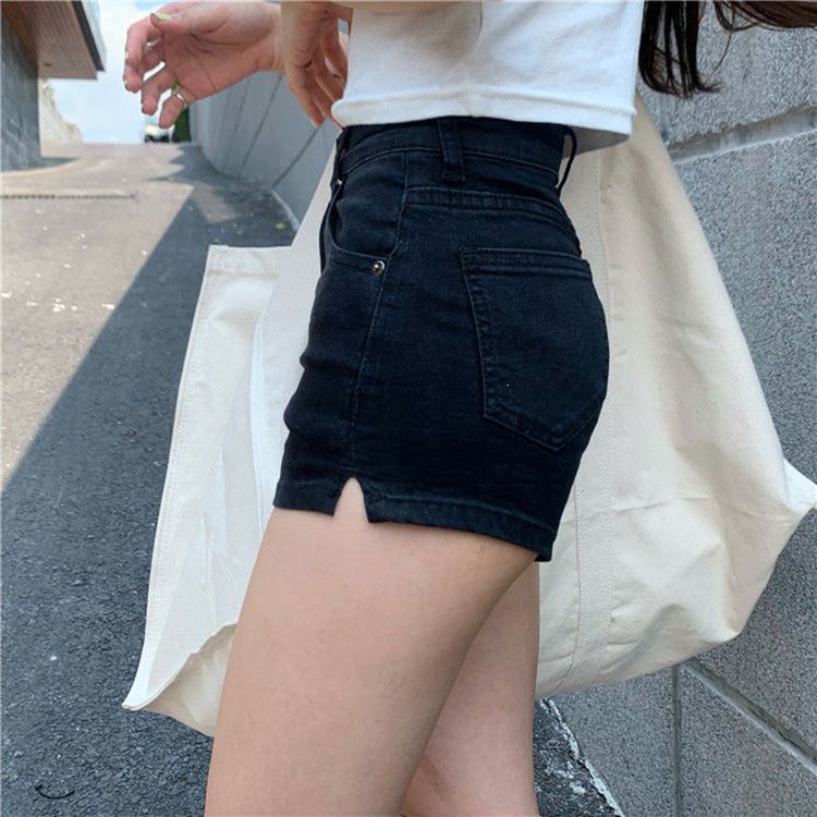 Pantaloncini in denim aderenti da donna, estivi, a vita alta, elastici, snellenti, con gambe lunghe, sexy e aderenti._voghion.com