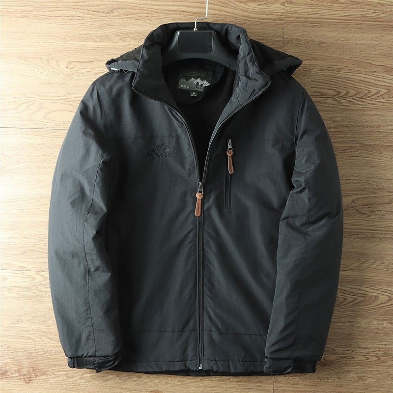 Herren-Windjacke mit abnehmbarer Kapuze – wasserdichter, winddichter Outdoor-Mantel mit Fleecefutter für den Winter, lässige, lockere Passform_voghion.com