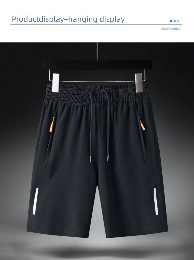 Sommer Neue Eisseide Dünne Fünf-Punkt-Sport-Fitness-Strandshorts Lässige Plus Size Atmungsaktive Herrenhose_voghion.com