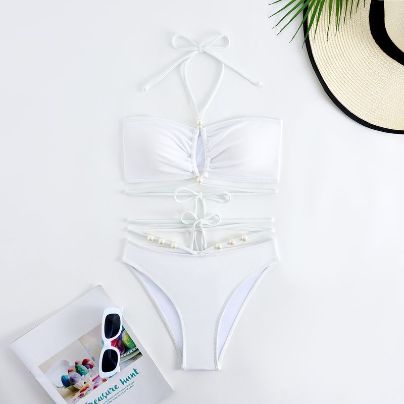 Maillot de bain trois pièces pour femme, nouvelle collection, sexy, décolleté en V, jupe portefeuille en mousseline de soie_voghion.com