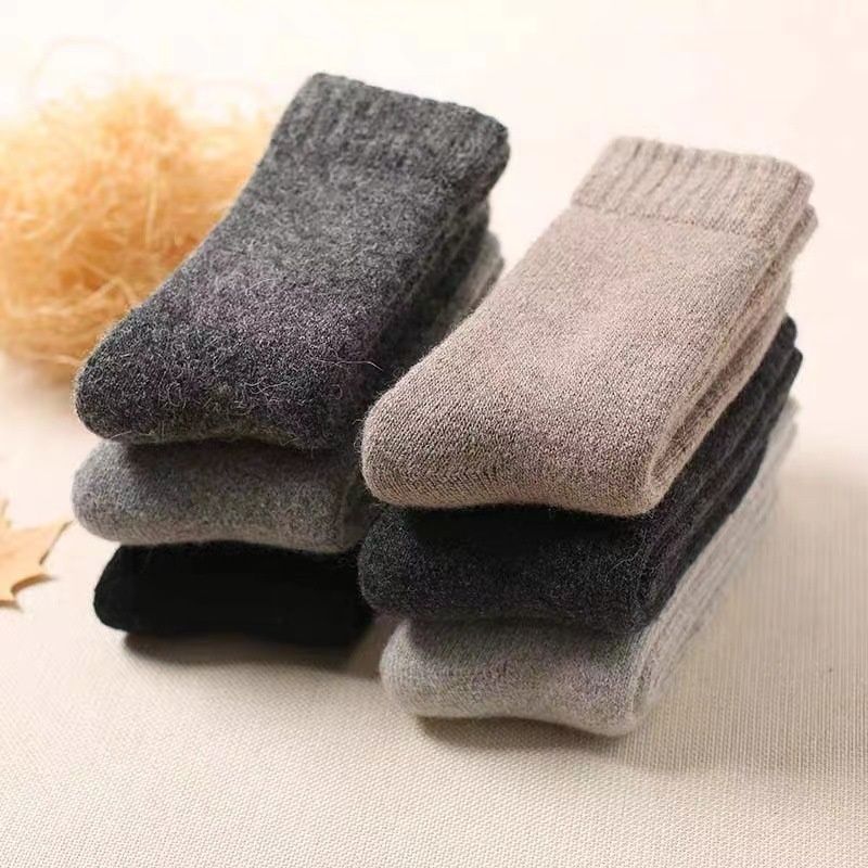 Wangjia Herbst Winter Herren Damen Wollsocken Verdickter Frottee Lässige Warme Wadenlange Fleece-gefütterte Unifarbene Export-Kaschmirsocken_voghion.com