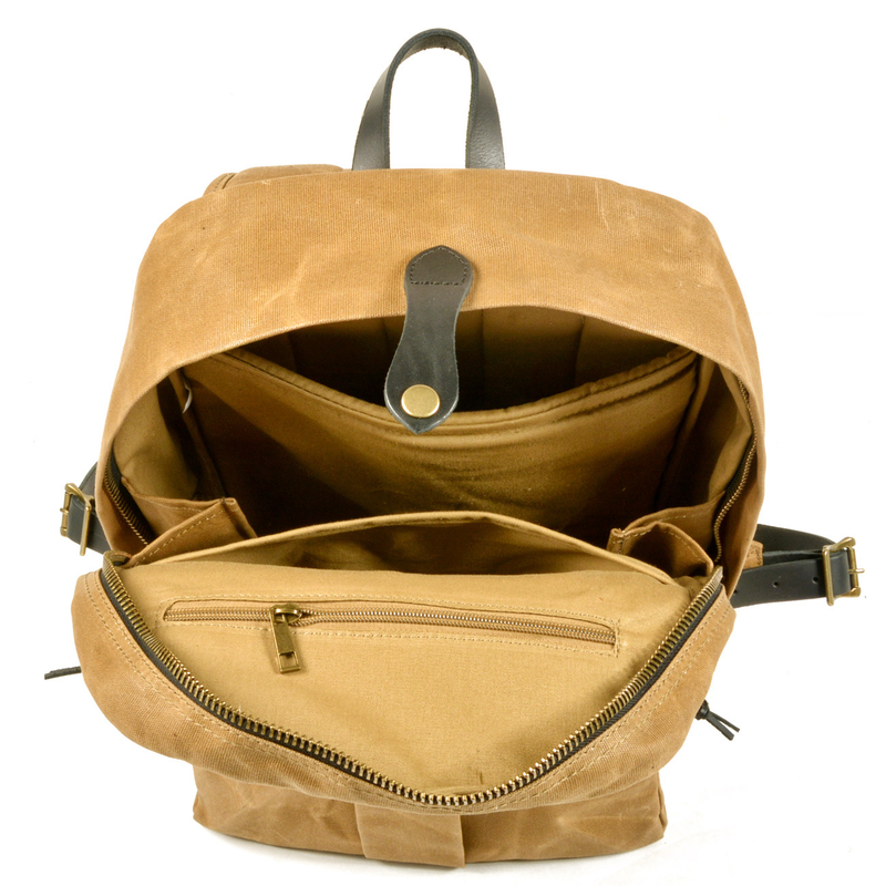Zaino da viaggio LazyZoom Outdoor di grande capacità, resistente all'acqua, in tela cerata e olio, con giunzioni in vera pelle._voghion.com