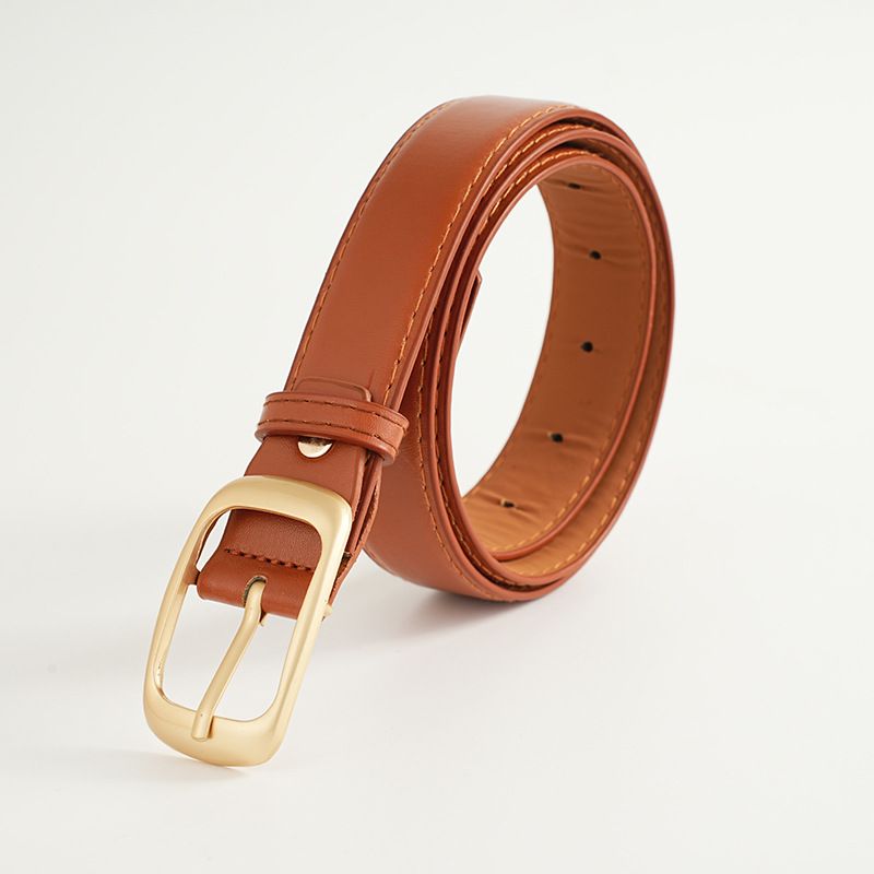 2024 Sommer Damen Leder Dornschließe Nischendesign Vielseitiger dekorativer Jeans-Taillengürtel_voghion.com