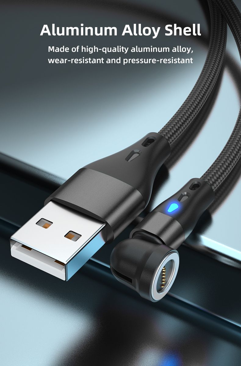 5A 540 Rotate Fast Charging Magnetic USB Type C Cable For IPhone 14 Samsung Xiaomi Realme Mobile Phone_voghion.com
