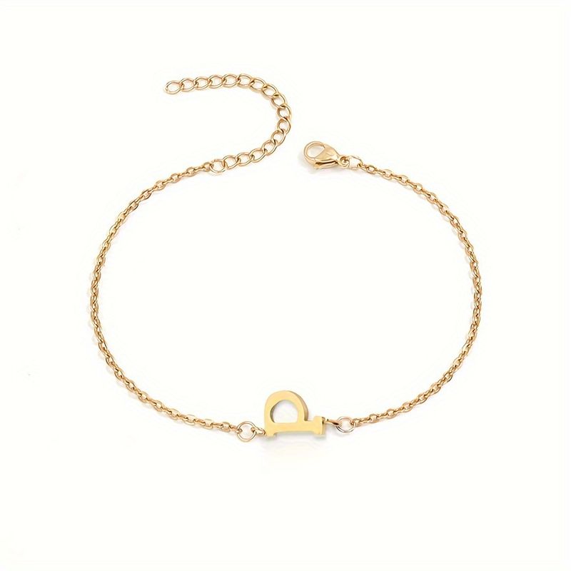 1pc Letter Shape Beads Thin Chain Bracelet, Simple Minimalist Hand Chain Unisex Jewelry Decoration_voghion.com