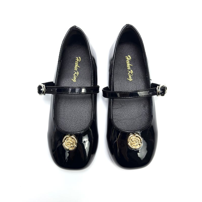 Kinderschuhe Mädchen Lederschuhe Camellia Britischer Stil Neue Single Strap Freizeitschuhe Retro Schwarze Lederschuhe Mary Jane Kinderschuhe_voghion.com
