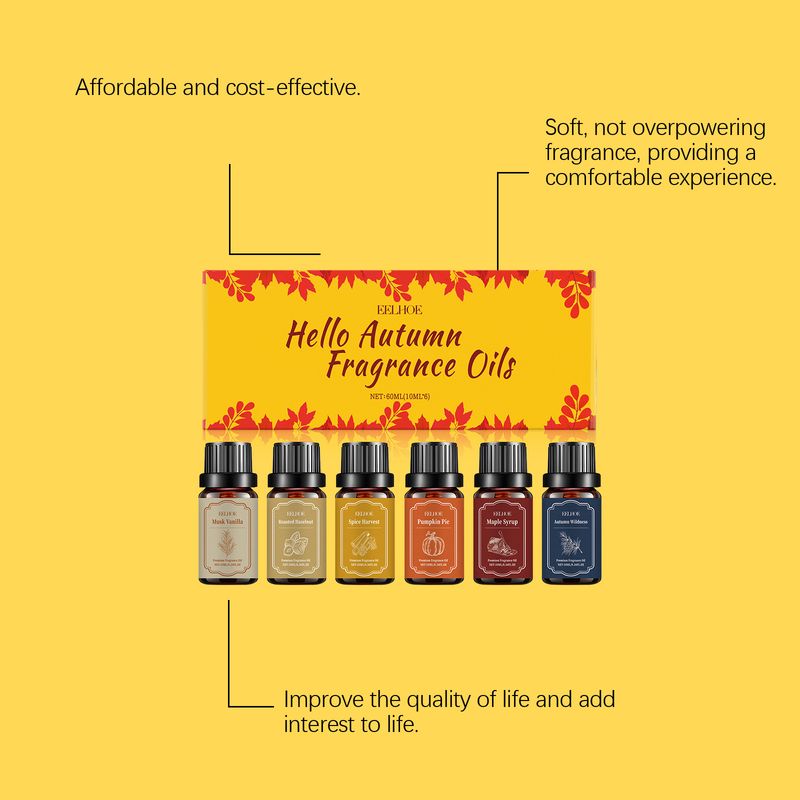EELHOE Herbst-Set mit ätherischen Ölen, Verbreiten Sie einen warmen Duft, Schaffen Sie eine angenehme Atmosphäre zu Hause, Pflanzen-Aromatherapie_voghion.com