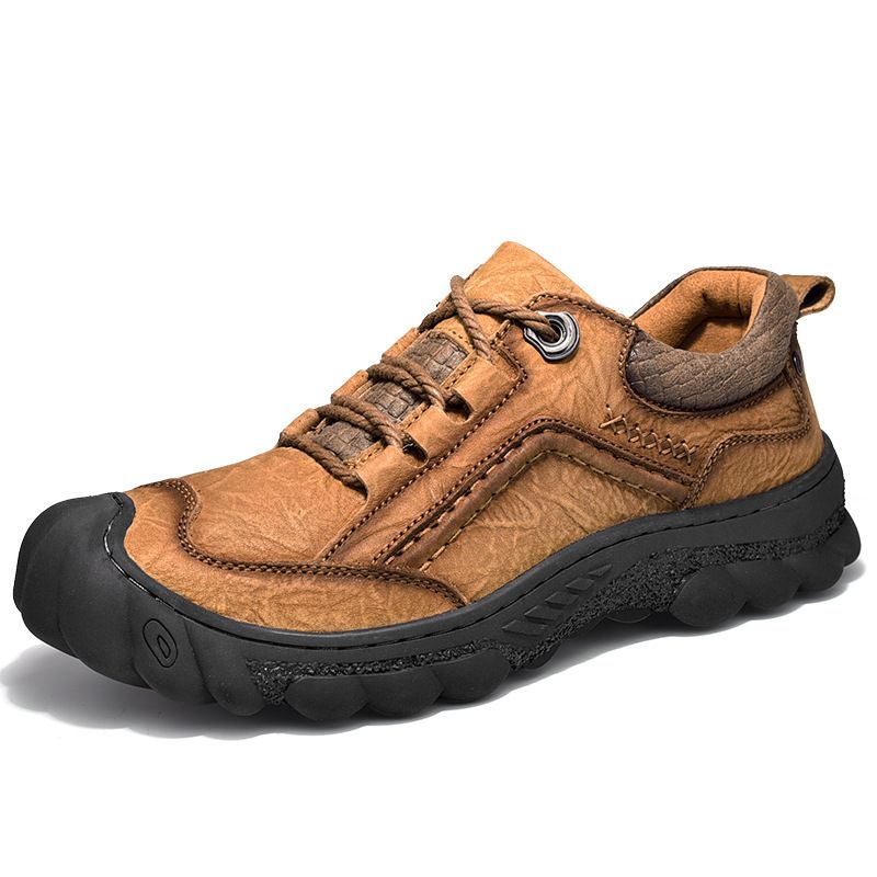 Neue Herren-Oberschicht-Rindsleder-Casual-Männer-Echtleder-dicke Sohle rutschfeste Sport-Outdoor-Wanderschuhe_voghion.com