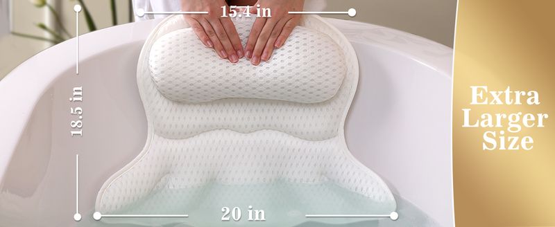 TÜV Certified Butterfly Bath Pillow - 3D AirMesh & 6 Suction Cups, Full Back & Neck Support, Machine Washable, Quick Dry (White)_voghion.com