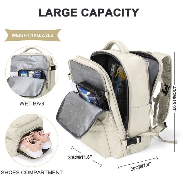 Bolsa de viaje de gran capacidad, bolsa de almacenamiento portátil, juego de artículos de tocador de viaje, almacenamiento de mochila USB_voghion.com