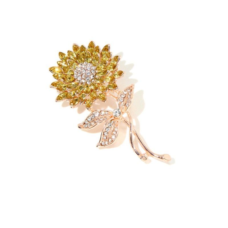 Spilla di temperamento di girasole coreano nuovo fiore di petto squisito delle donne del sole design accessori vestito di alta qualità_voghion.com