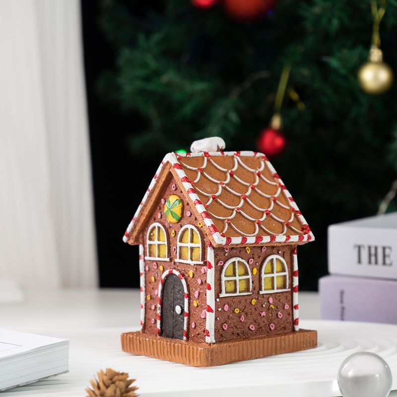 Gingerbread Man Christmas Ornament, Home Party Atmosphere Small House Resin Decoration For Festive Display_voghion.com