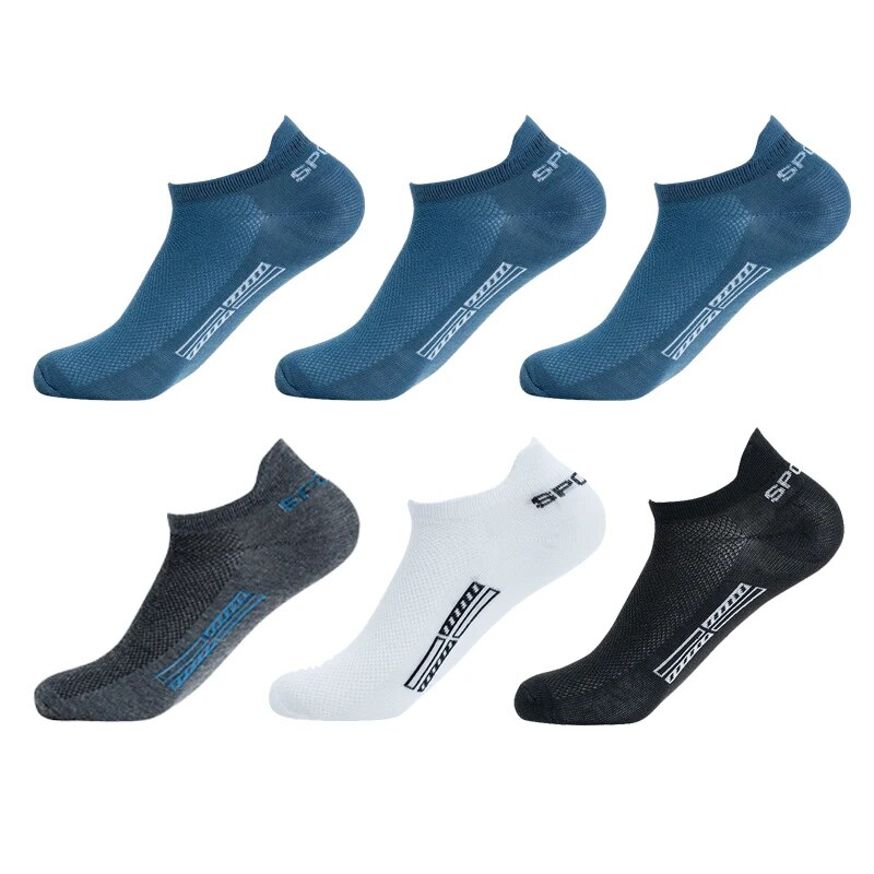 6 Ζεύγη υψηλής ποιότητας ανδρικές αθλητικές κάλτσες από πλέγμα που αναπνέουν στον αστράγαλο_voghion.com