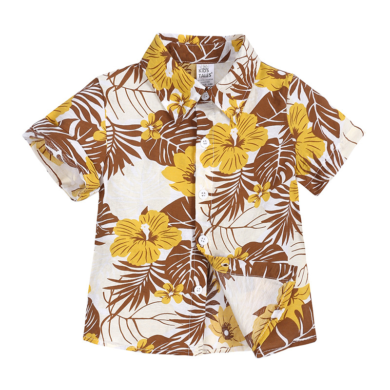 Mother&Kids Completo estivo per bambini Camicia a maniche corte stampata per ragazzi Set di due pezzi_voghion.com