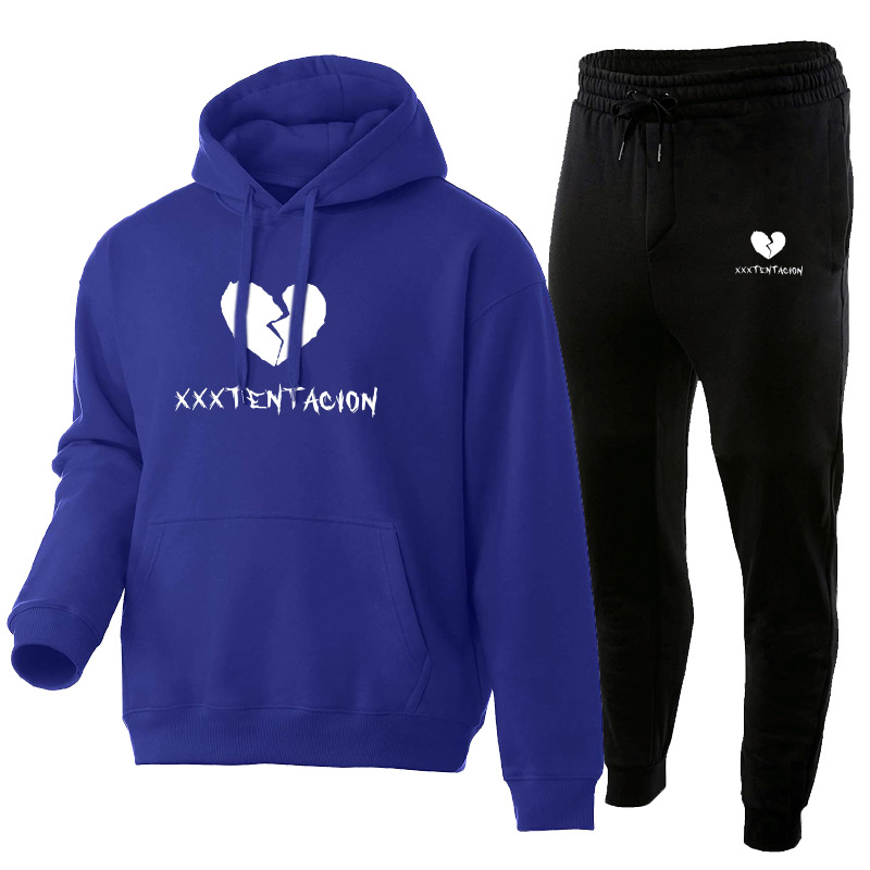 Xxxtentacion bedrucktes Hoodie-Set aus Herrenpullover, Hose und weicher Sportbekleidung_voghion.com