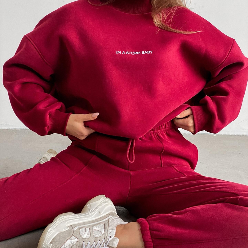 Ensemble deux pièces sweat-shirt imprimé pour femme_voghion.com