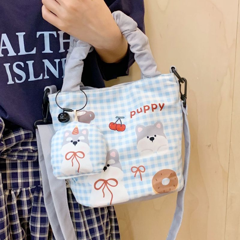Cartoon Niedlicher Anhänger Große Kapazität Student Class Canvas Trendy Vielseitige Handheld-Einkaufstasche_voghion.com